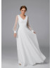 Ivory Chiffon Polka Dot Tulle Modern Wedding Dress